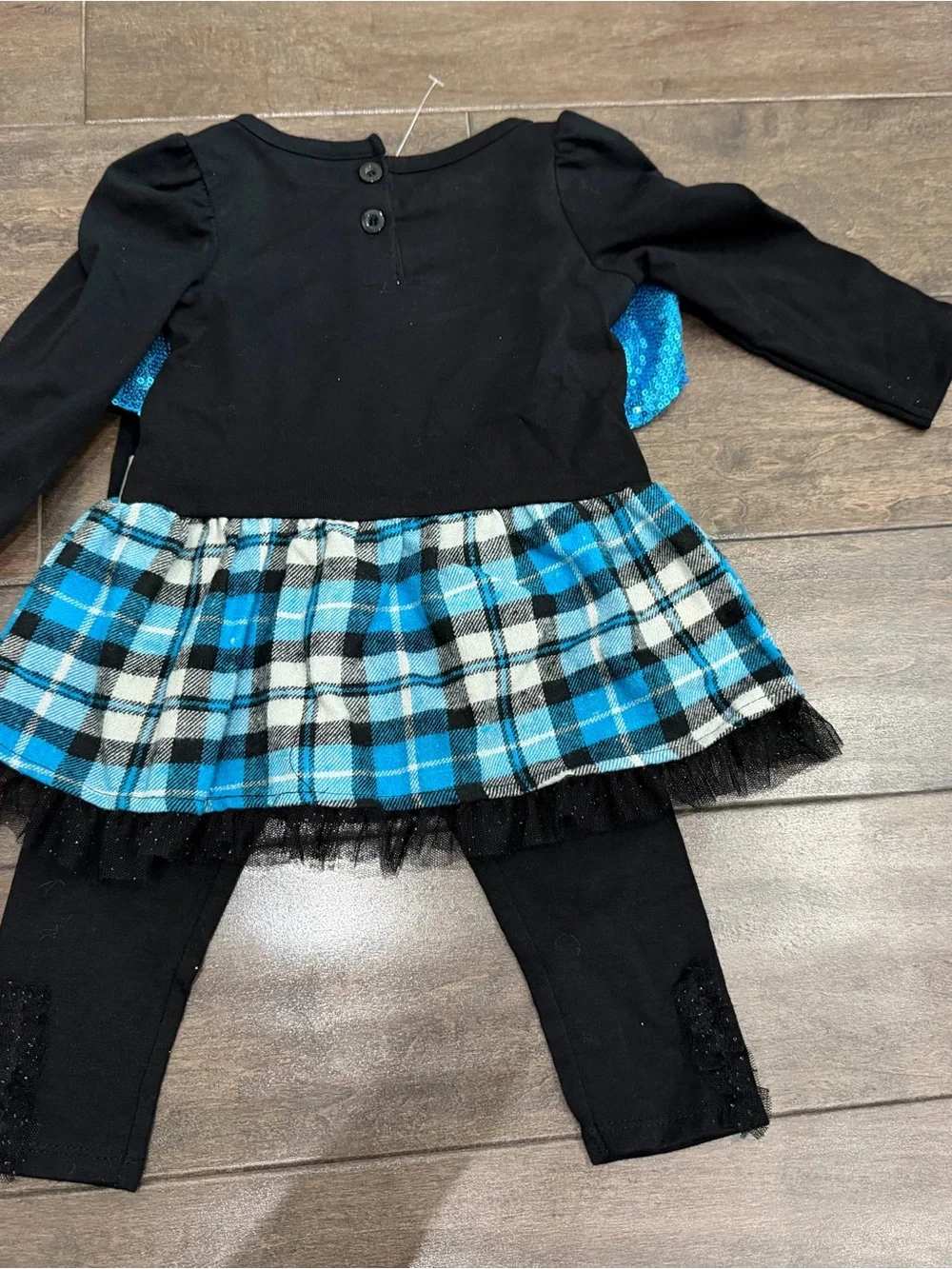 NWT Young Hearts Girls Plaid Tutu Dress & Leggings 2-Piece Set